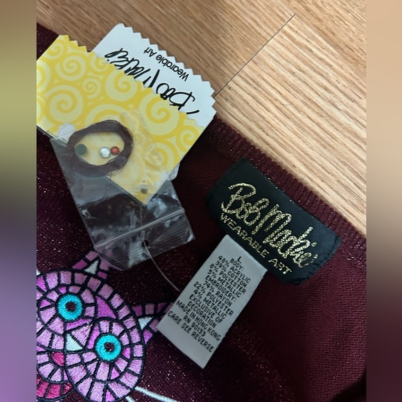 BOB MACKIE Wearable Art “cat” Graphic Print Scoop Neck Sweater Size L - Picture 6 of 6